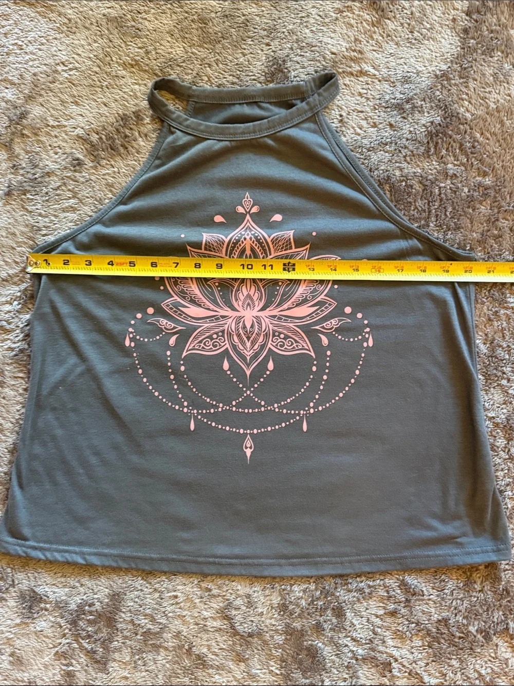 👚 Halter Style Tank with Lotus — Charcoal Gray/Pink — Sz OS (ca. L/XL) / N